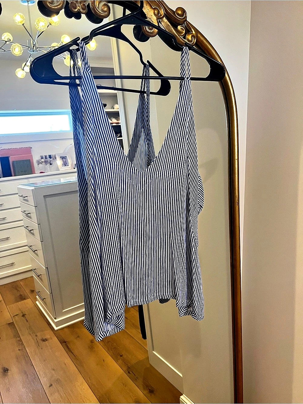 Striped Tank Top in Blue & White Like New
